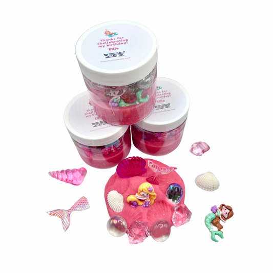 Custom Mermaid Play Dough Favors for Birthday Party