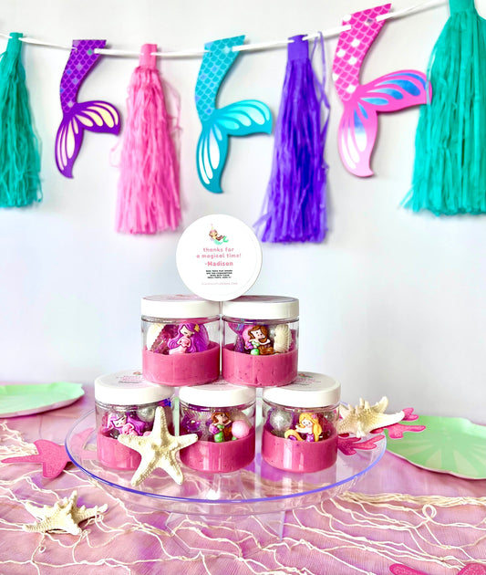 Custom Mermaid Play Dough Favors for Birthday Party
