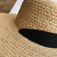 Vintage Raffia Beach Hat with Ribbon & Frayed Brim
