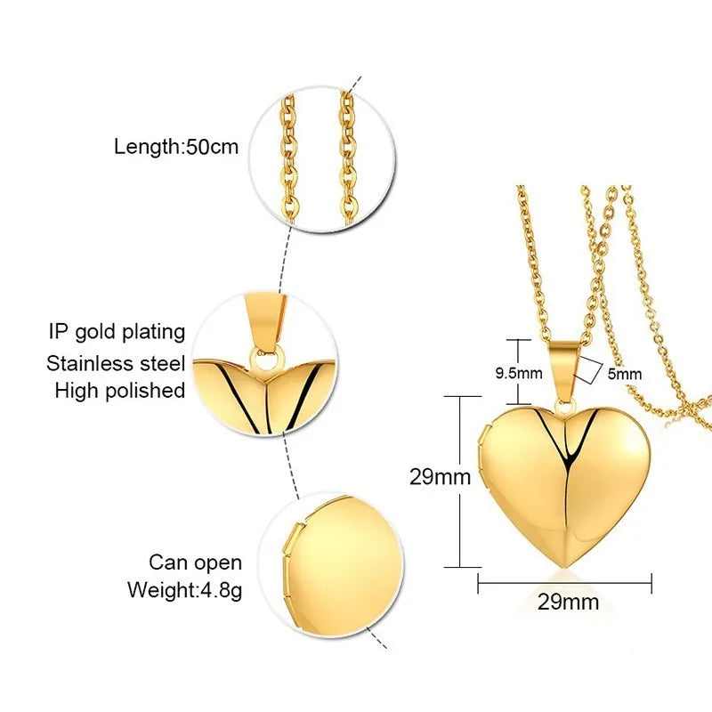 Heart Photo Locket Necklace for Women | Openable Stainless Steel Promise Jewelry