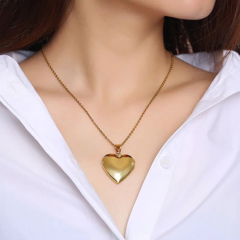 Heart Photo Locket Necklace for Women | Openable Stainless Steel Promise Jewelry