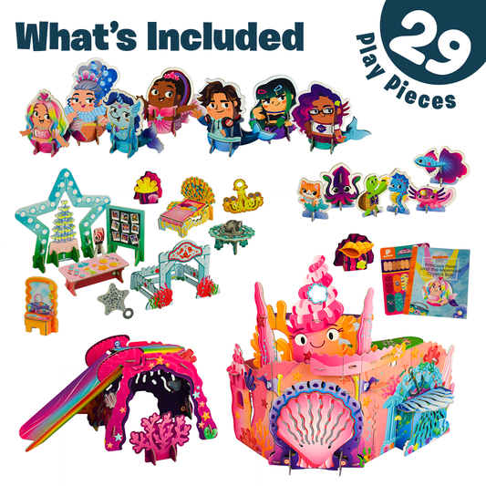 Coral Castle Mermaid Buildable Playset – 29 Pieces Playper