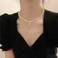 Necklace French Vintage Pearl Necklace Double Lock Bone Chain Collar Jewelry