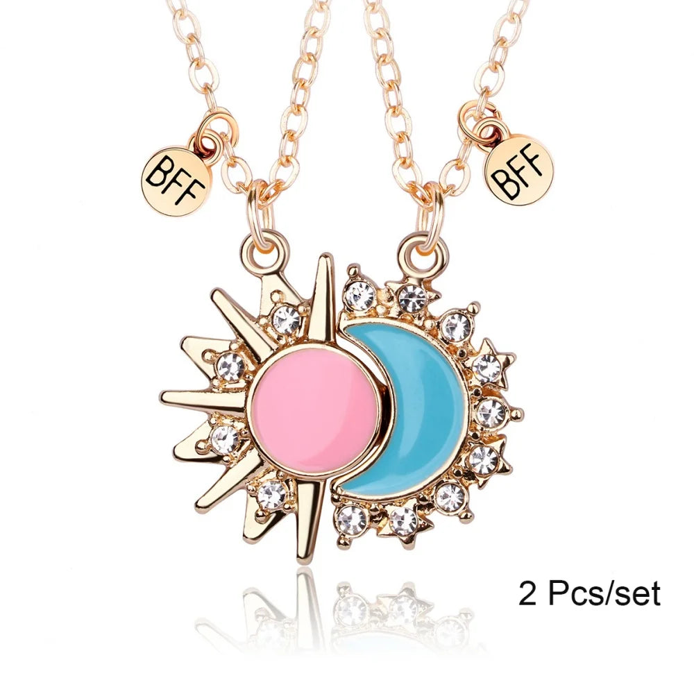 Broken Heart Best Friends Pendant Set | Magnetic Adjustable Lover Necklace for Women