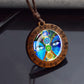 7 Chakra Symbol Glass Wood Pendant Necklace | Unisex Yoga Meditation Jewelry
