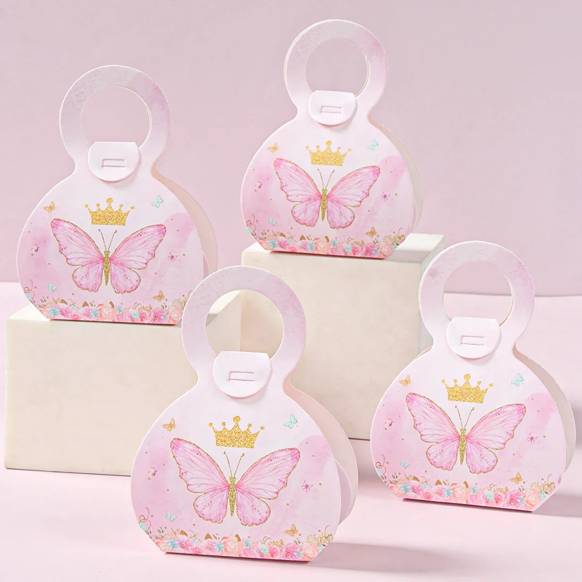 Butterfly Candy Gift Box Pink Purple Butterfly Birthday Party Decorations Kids Wedding Supplies Baby Shower Cookie Biscuit Box