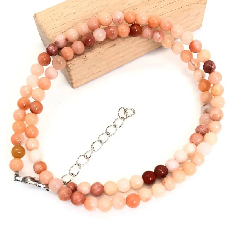Natural Stone Crystal Choker Necklace | 4mm Bohemian Adjustable Choker