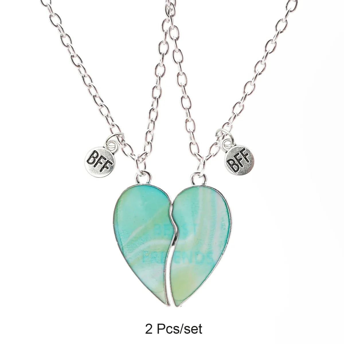 Broken Heart Best Friends Pendant Set | Magnetic Adjustable Lover Necklace for Women