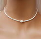 White Glass Seed Bead with Beaded Conch Shells Necklace | Classic Choker for Women