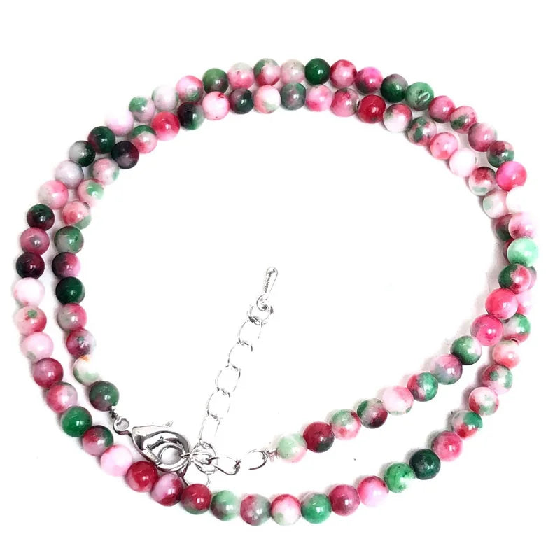 Natural Stone Crystal Choker Necklace | 4mm Bohemian Adjustable Choker
