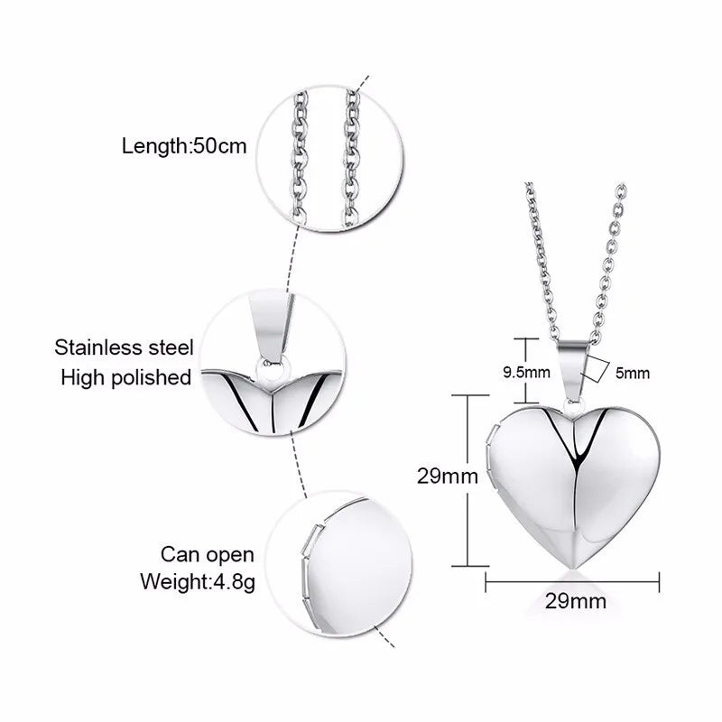 Vnox Light Heart Locket Pendants