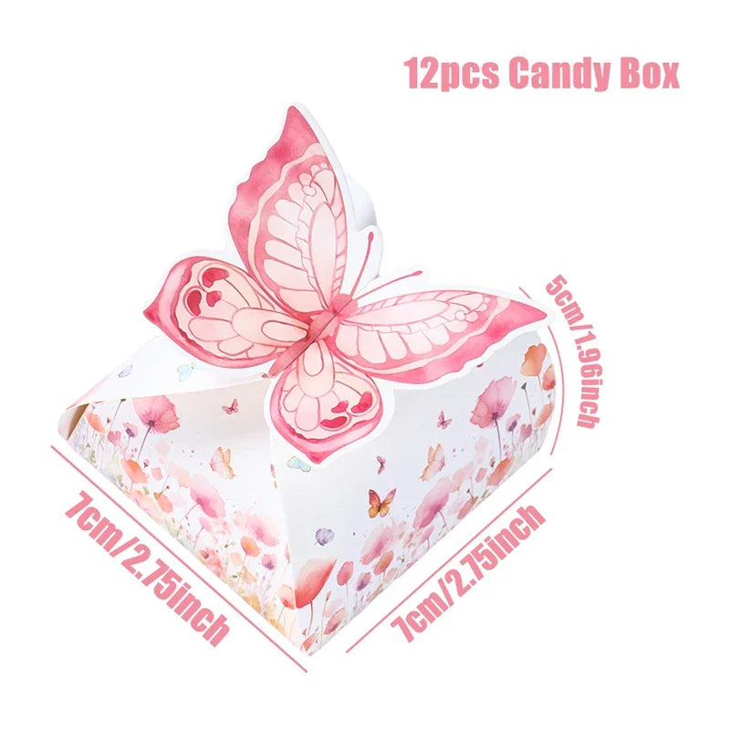 Butterfly Candy Gift Box Pink Purple Butterfly Birthday Party Decorations Kids Wedding Supplies Baby Shower Cookie Biscuit Box