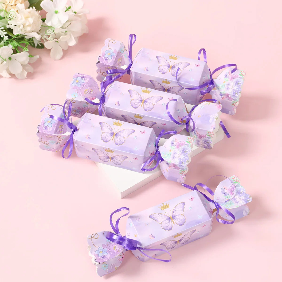 6pcs Butterfly Candy Box with Ribbon Gift Packing Box Butterfly Birthday Party Decoration Kid Baby Shower Wedding Party Supplies