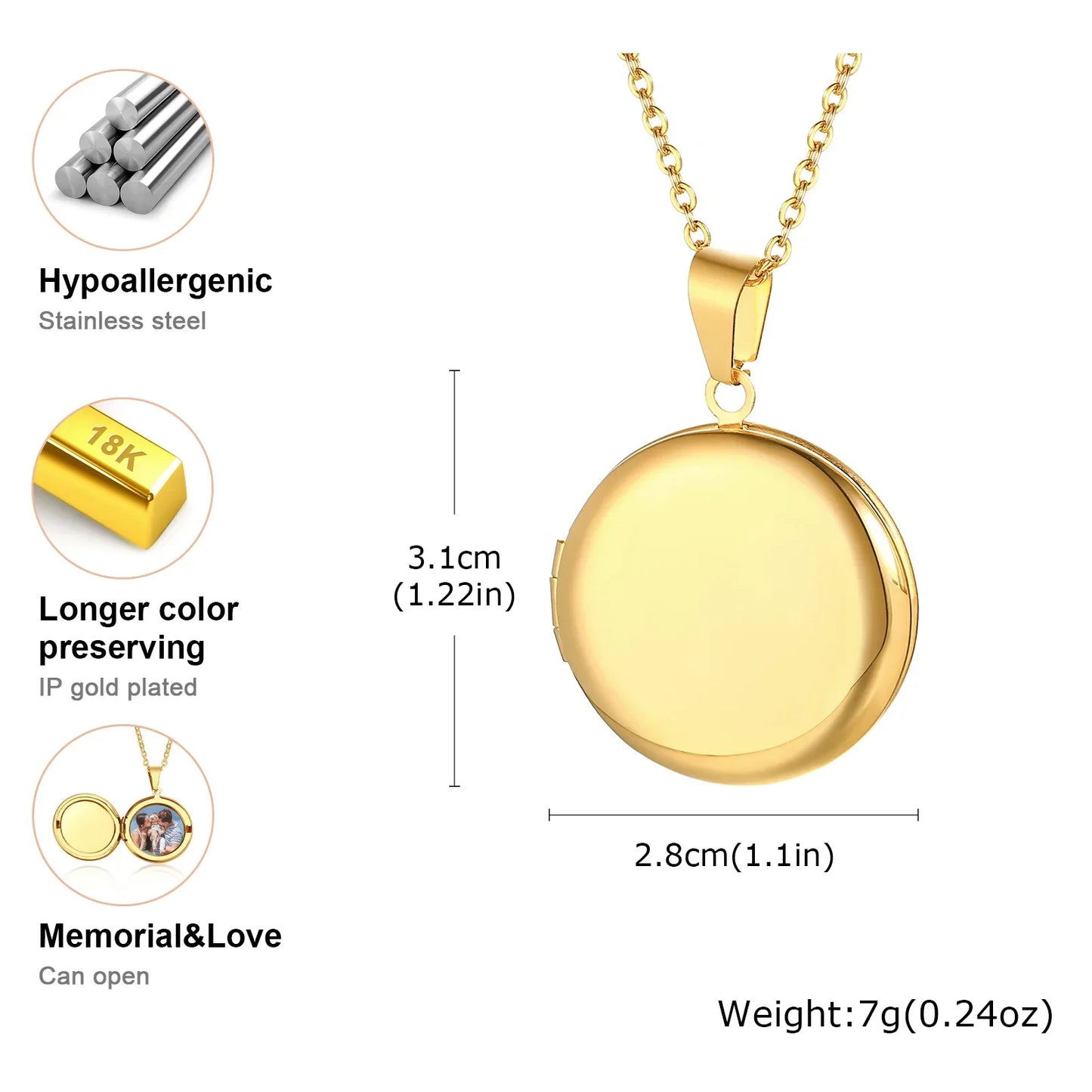 Vnox Light Heart Locket Pendants