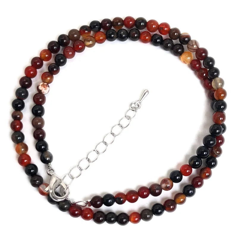 Natural Stone Crystal Choker Necklace | 4mm Bohemian Adjustable Choker