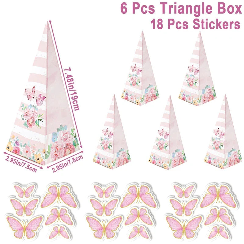 Butterfly Candy Gift Box Pink Purple Butterfly Birthday Party Decorations Kids Wedding Supplies Baby Shower Cookie Biscuit Box