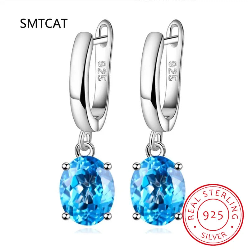 Square Gemstone Stud Earrings Set | 925 Sterling Silver Multi-Color Birthstone Earrings