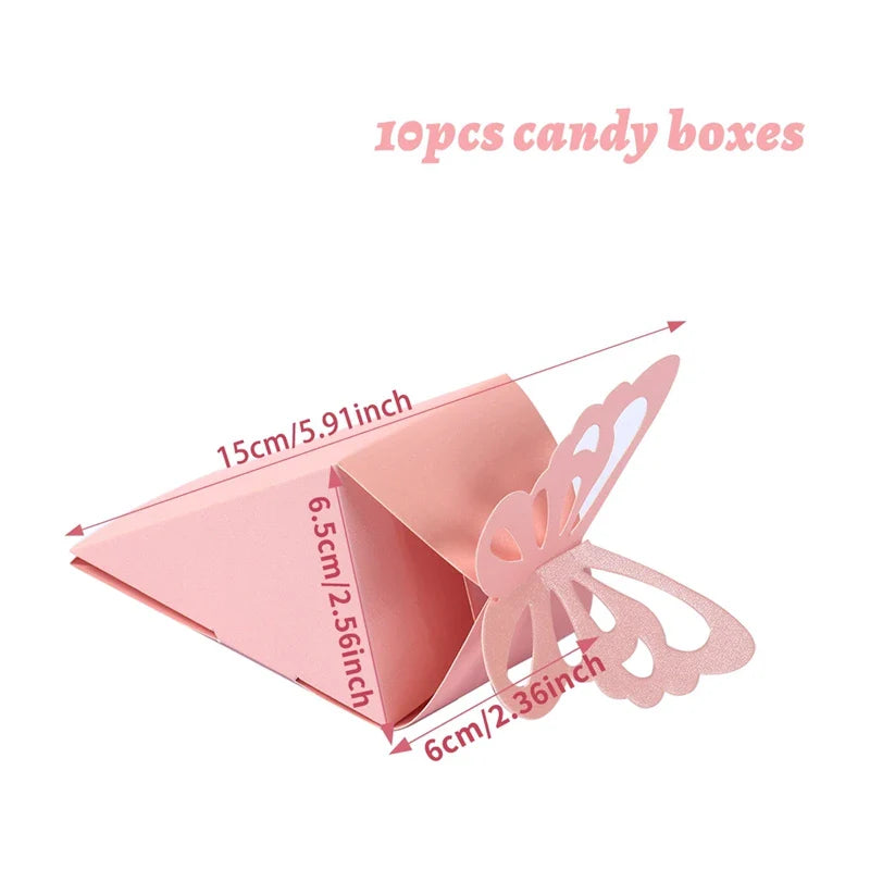 Butterfly Candy Gift Box Pink Purple Butterfly Birthday Party Decorations Kids Wedding Supplies Baby Shower Cookie Biscuit Box