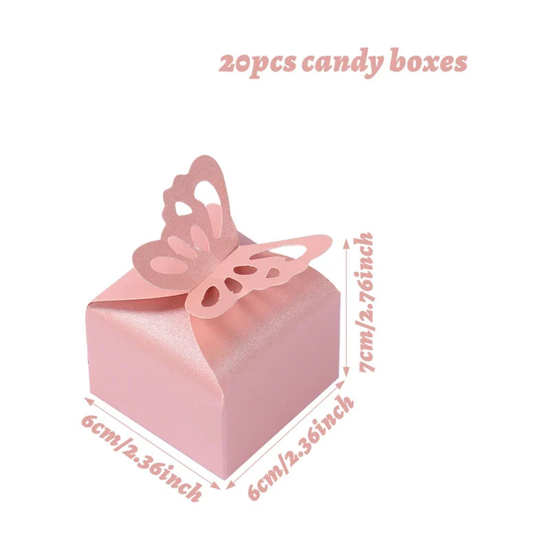 Butterfly Candy Gift Box Pink Purple Butterfly Birthday Party Decorations Kids Wedding Supplies Baby Shower Cookie Biscuit Box