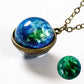 Universe Glass Pendant Necklace | Double-Sided Earth Jewelry for Men Women