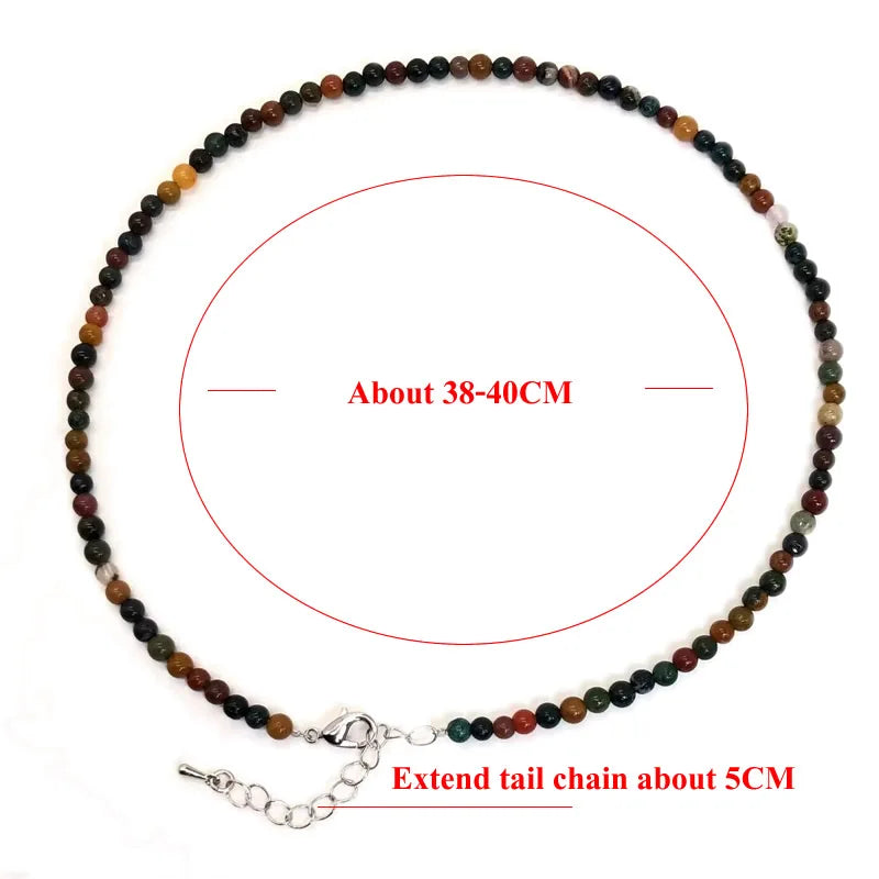 Natural Stone Crystal Choker Necklace | 4mm Bohemian Adjustable Choker