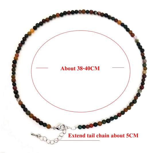 Natural Stone Crystal Choker Necklace | 4mm Bohemian Adjustable Choker