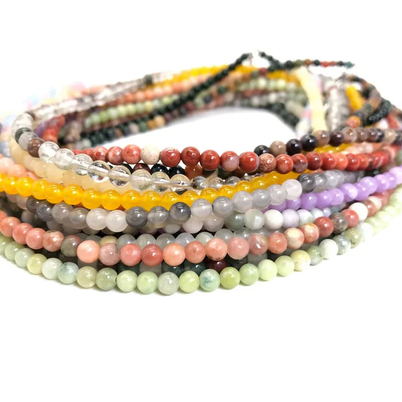 Natural Stone Crystal Choker Necklace | 4mm Bohemian Adjustable Choker