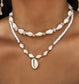 White Glass Seed Bead with Beaded Conch Shells Necklace | Classic Choker for Women