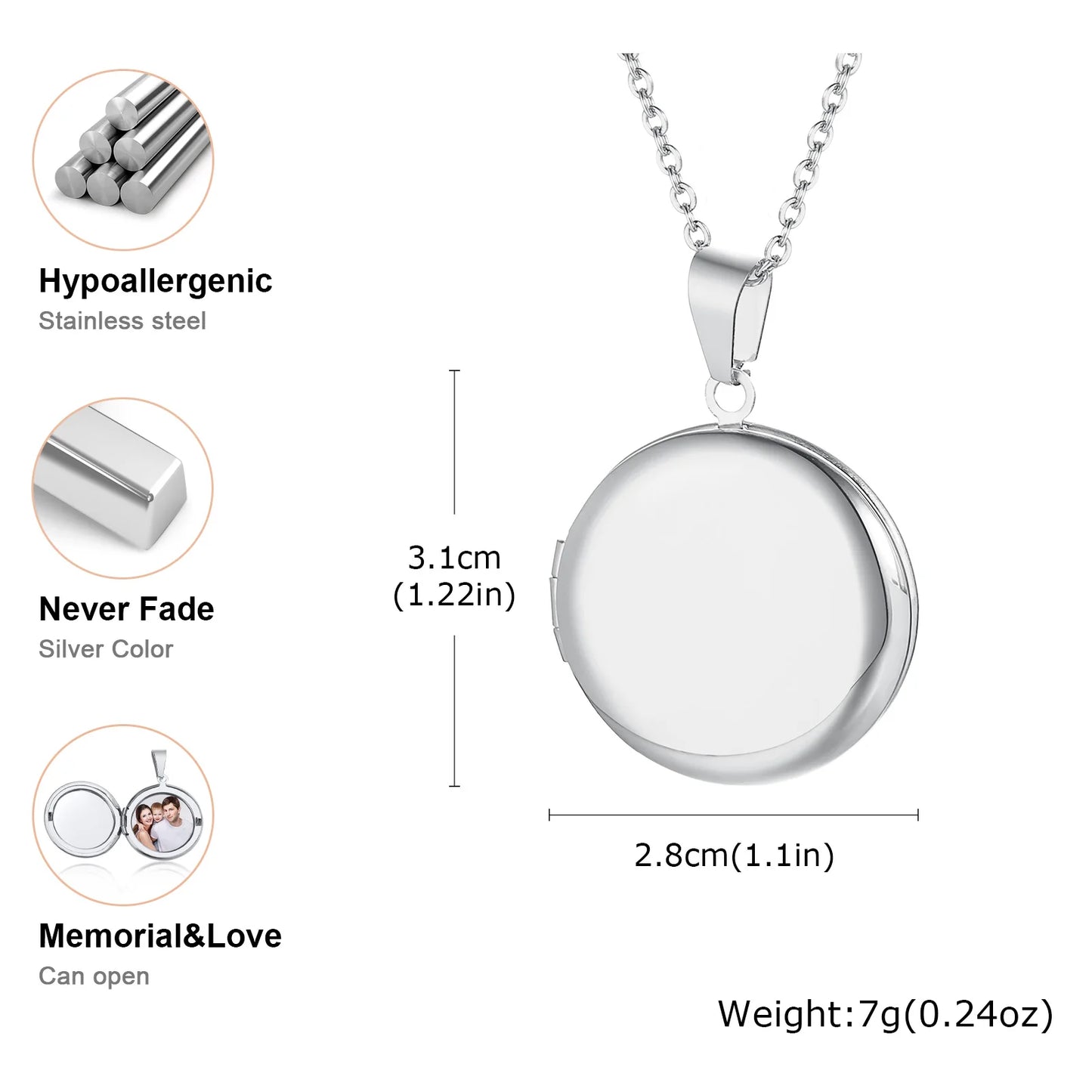 Vnox Light Heart Locket Pendants