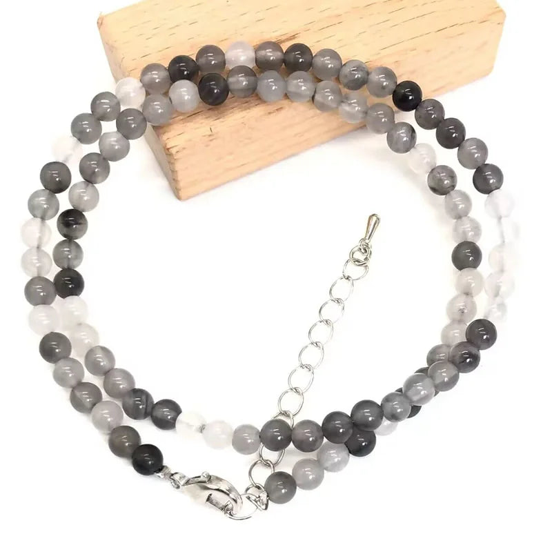 Natural Stone Crystal Choker Necklace | 4mm Bohemian Adjustable Choker