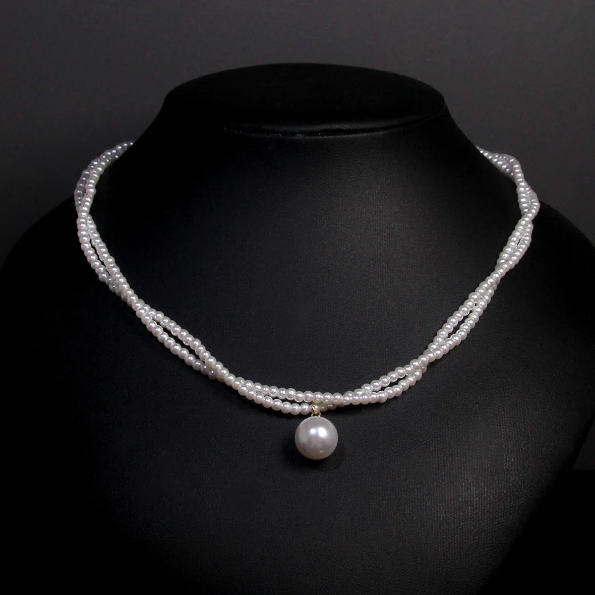 Necklace French Vintage Pearl Necklace Double Lock Bone Chain Collar Jewelry