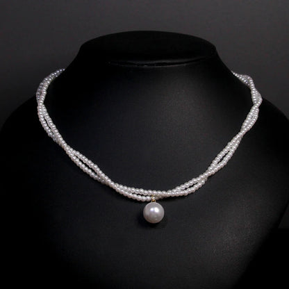 Necklace French Vintage Pearl Necklace Double Lock Bone Chain Collar Jewelry