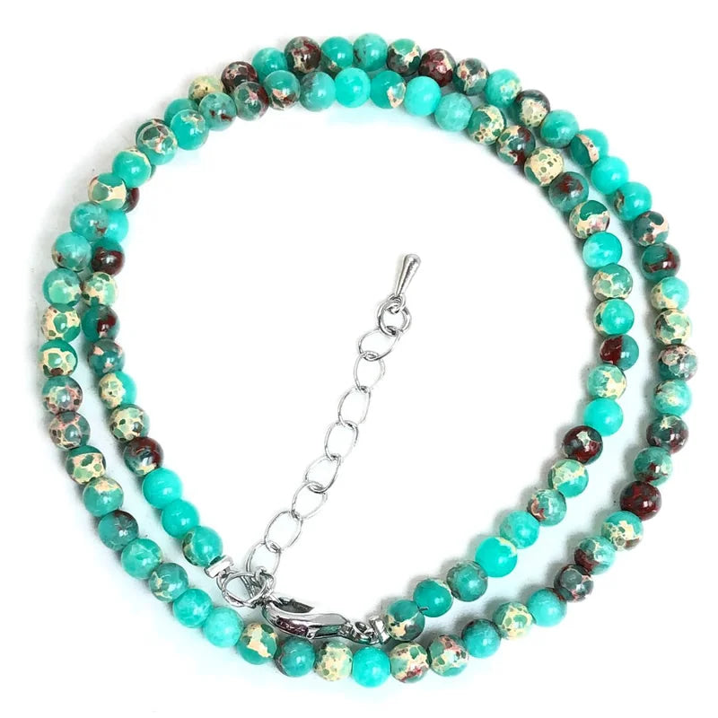 Natural Stone Crystal Choker Necklace | 4mm Bohemian Adjustable Choker
