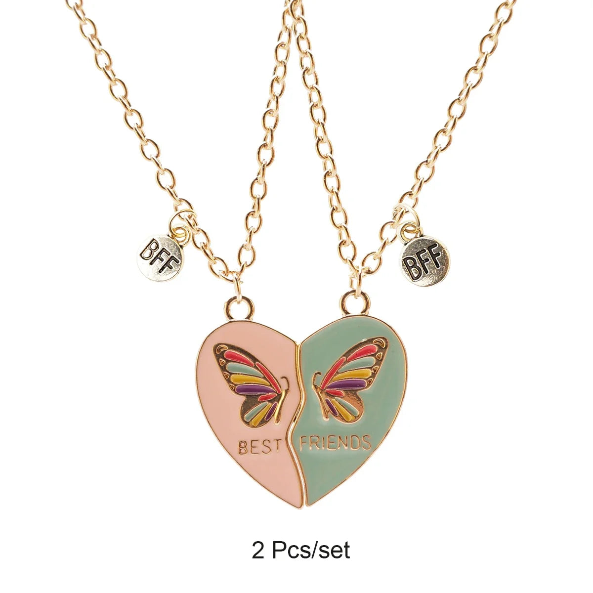 Broken Heart Best Friends Pendant Set | Magnetic Adjustable Lover Necklace for Women