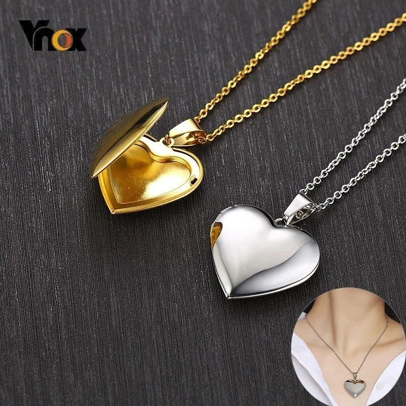 Vnox Light Heart Locket Pendants