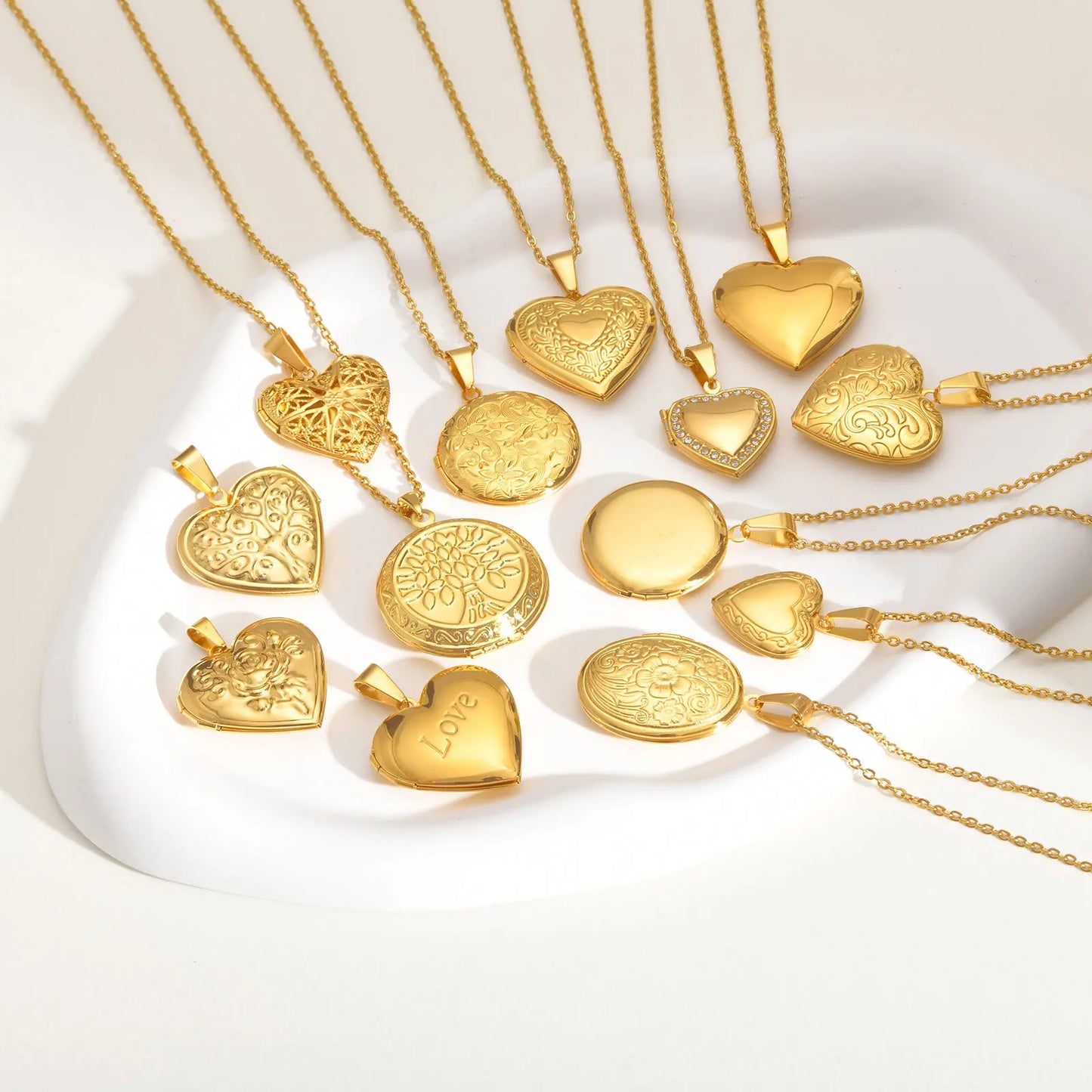 Vnox Light Heart Locket Pendants