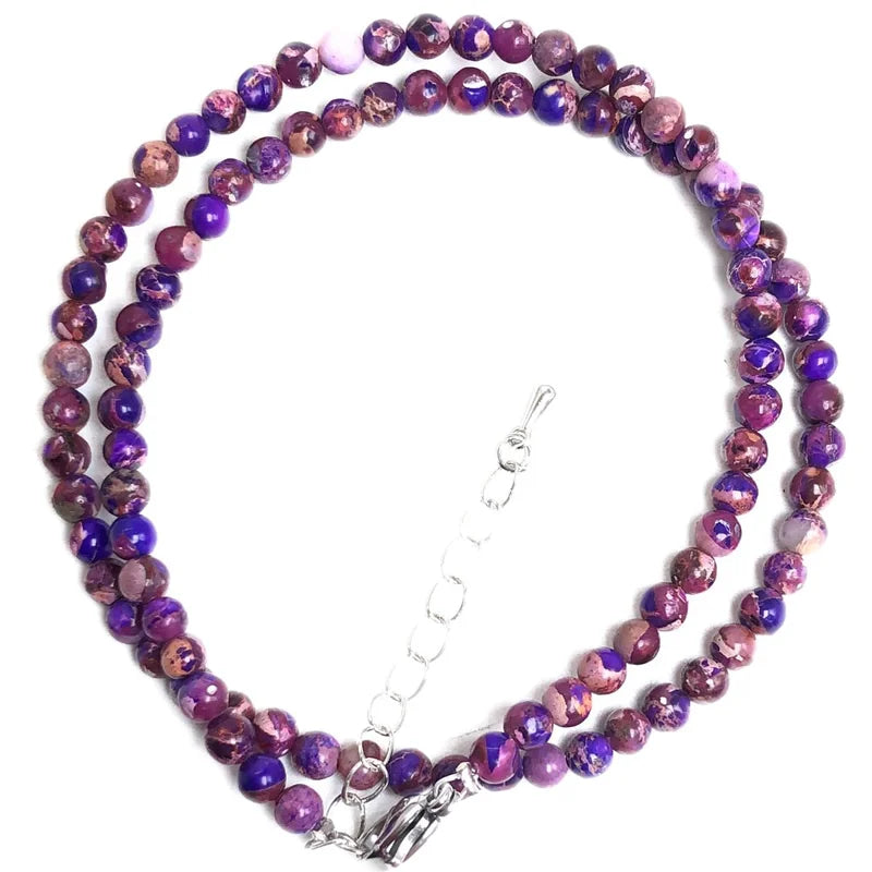 Natural Stone Crystal Choker Necklace | 4mm Bohemian Adjustable Choker