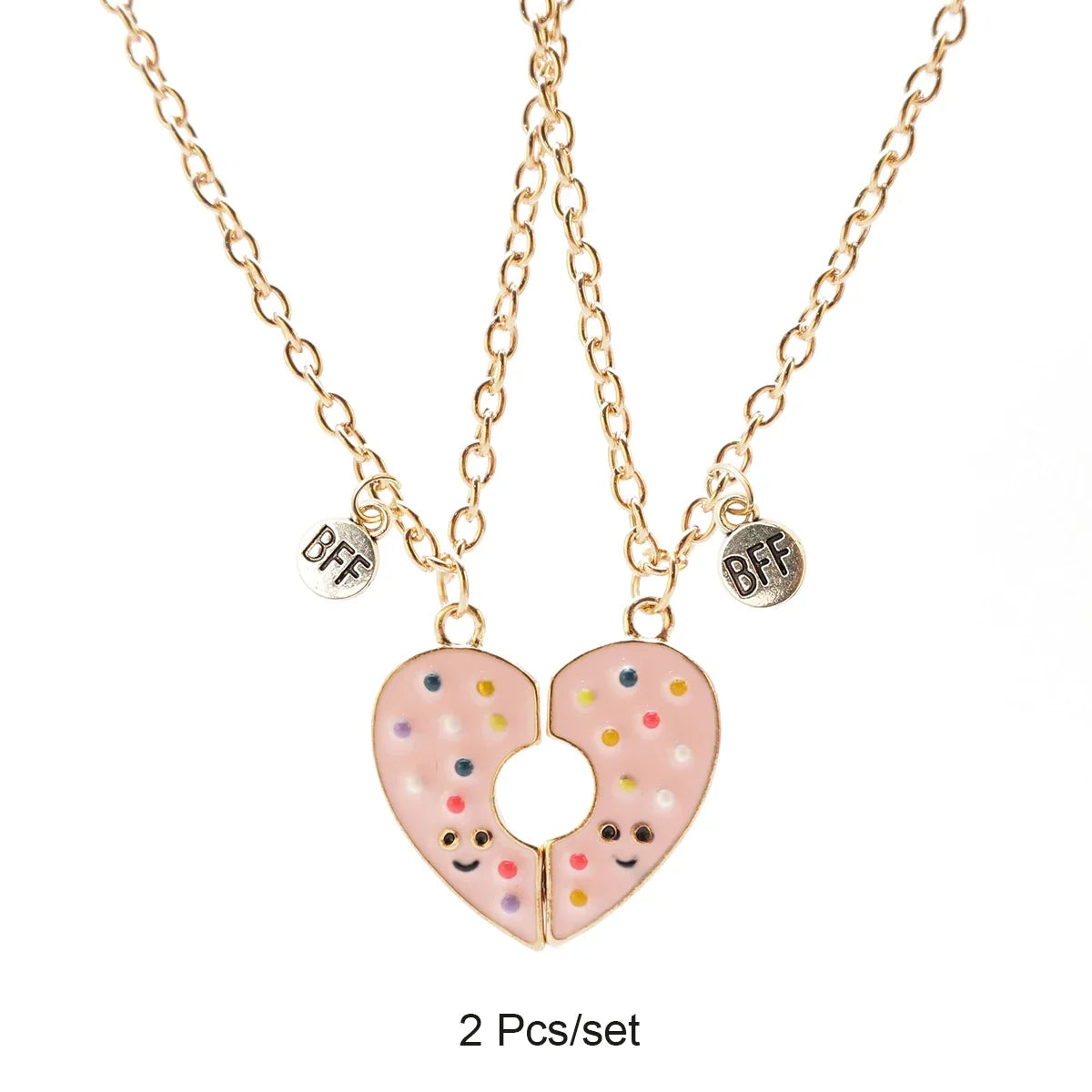 Broken Heart Best Friends Pendant Set | Magnetic Adjustable Lover Necklace for Women