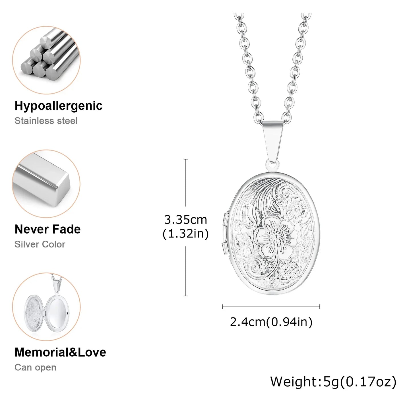 Vnox Light Heart Locket Pendants
