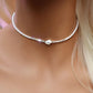White Glass Seed Bead with Beaded Conch Shells Necklace | Classic Choker for Women