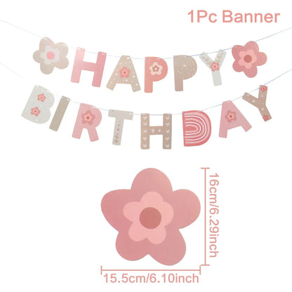 INS Bohemian Boho Rainbow Paper Banner Happy Birthday Party Decorations Girl Kids Baby Shower 1st Birthday Hanging Flag Supplies