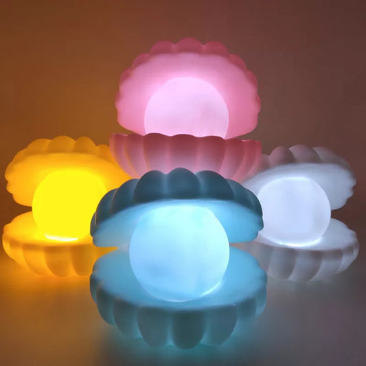 Led Shell Pearl Night Light Streamer Mermaid Fairy Shell Night Lamp for Bedside Xmas Gift Bedroom Home Decoration Desk Lights - Mermaid Quake