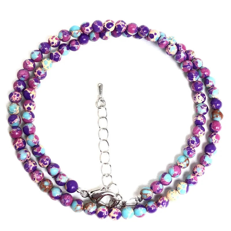 Natural Stone Crystal Choker Necklace | 4mm Bohemian Adjustable Choker