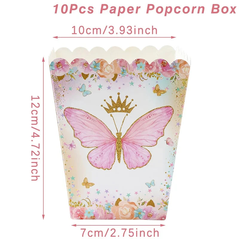 Butterfly Candy Gift Box Pink Purple Butterfly Birthday Party Decorations Kids Wedding Supplies Baby Shower Cookie Biscuit Box