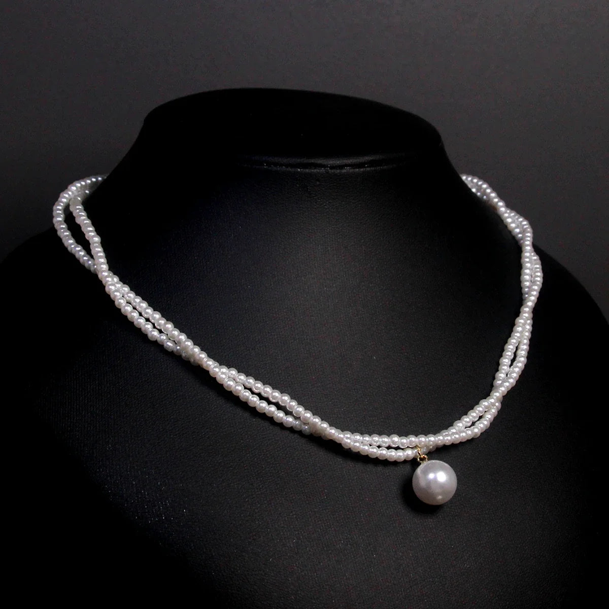 Necklace French Vintage Pearl Necklace Double Lock Bone Chain Collar Jewelry