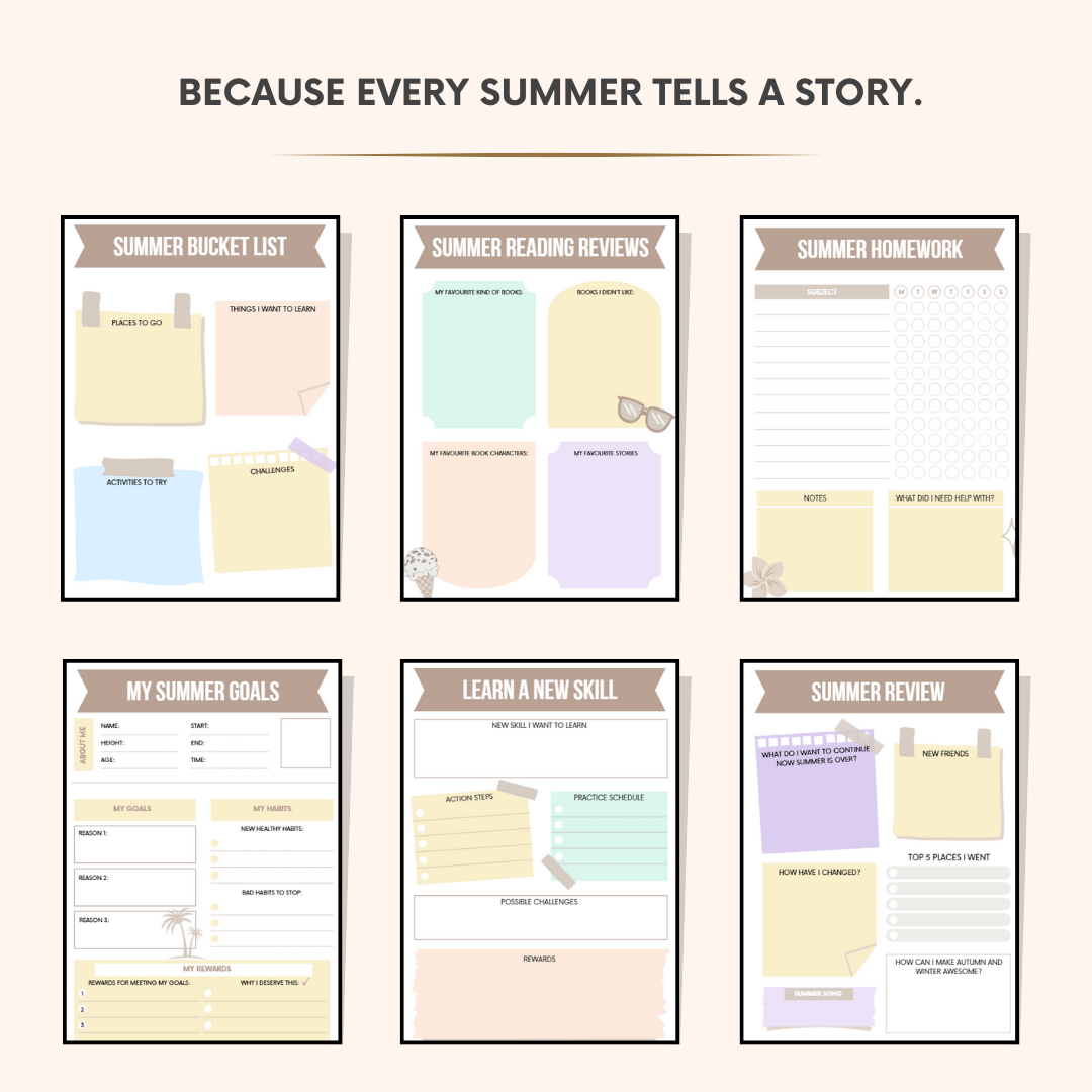 Kids Summer Planner – 35-Page Printable PDF for Ages 6–12