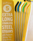 purifyou 14.5" Reusable Stainless Steel Straws with Silicone Tips – Eco-Friendly, Durable, and Travel-Ready