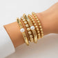 18k gold bow pearl beaded bracelet