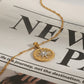 18K gold round necklace with eight-pointed star design, classic and fashionable