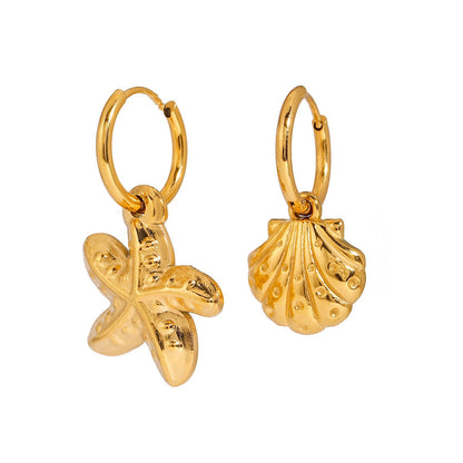 18K gold shells with starfish-shaped design exquisite trendy earrings